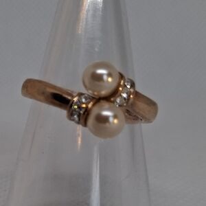 Classic Pearl & Crystal Accent Gold Ring - Women's Jewelry